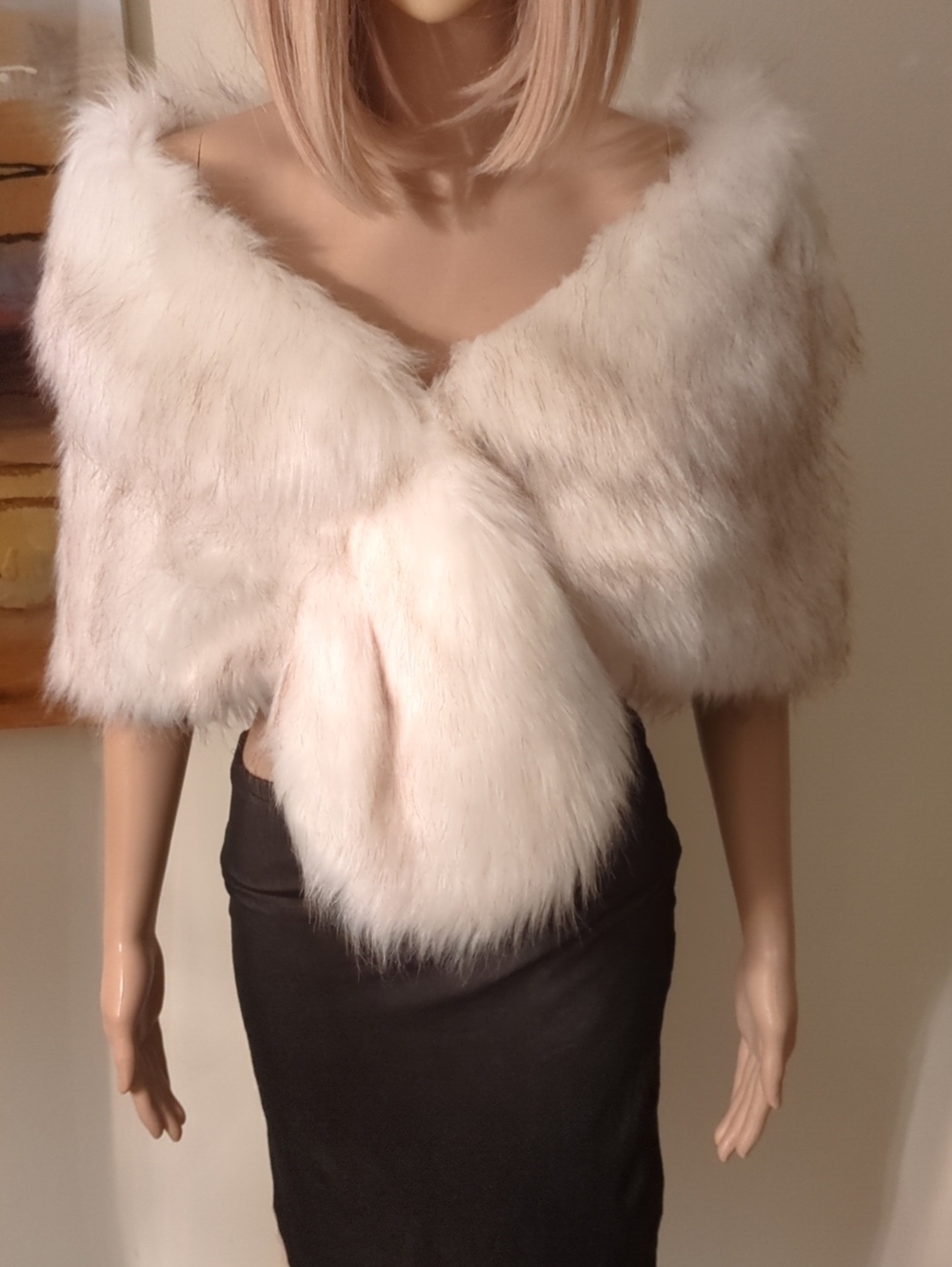 White Faux Fur Cape